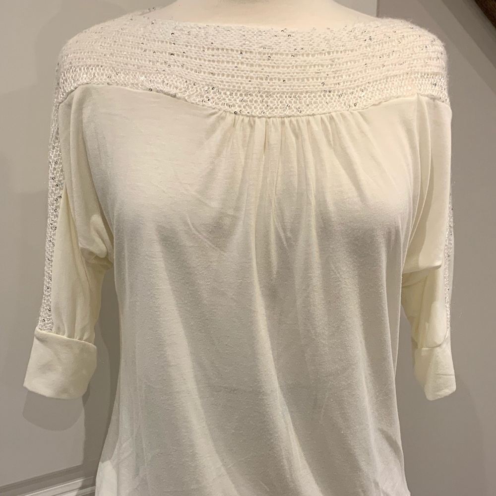 🔥SOLD🔥Promod, Cream sweater, sequence detailed, size M